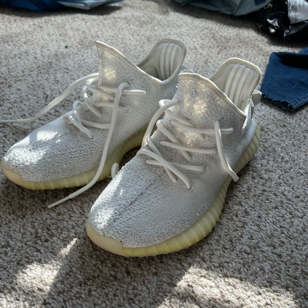 Triple white Yeezys
